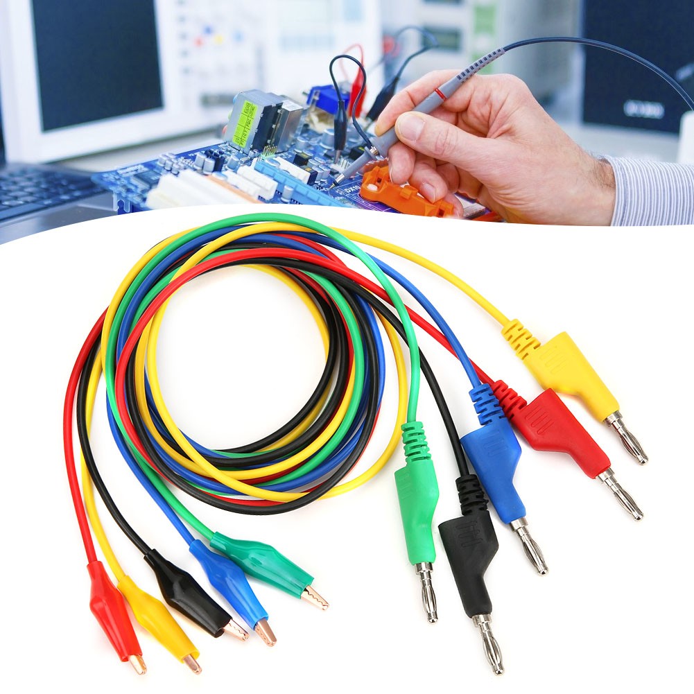 5pcs High Quality Stackable Banana Plug To Clip Test Lead For Multimeter Popular