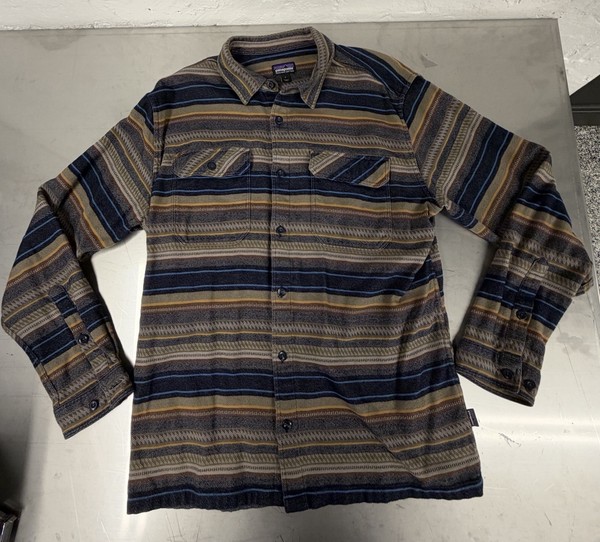 Patagonia Fjord Flannel Shirt Navy Blue Large