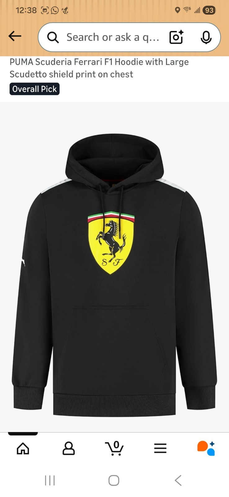 Puma Scuderia Ferrari F1 Mens Big Shield Logo Black Hoodie Pullover Size XL NWT  thumbnail 8