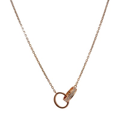 Cartier 18K Rose Gold Half Paved Diamond Baby Love Pendant