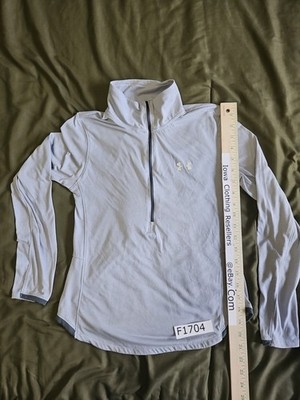 Under Armour Women's XS Fitted 1/2 Zip Gray Mini Stripe Long Sleeve Shirt