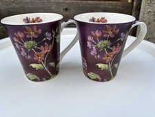 Royal Worcester Verbena Fine Bone China Mugs – Set of 2 Floral Coffee Cups