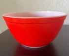 Vintage PYREX #402 Red Mixing Bowl Glass Nesting Primary 1.5 Qt Milk Glass