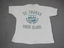 Vintage St Thomas Virgin Islands Shirt Mens 2XL XXL White Single Stitch USA Made