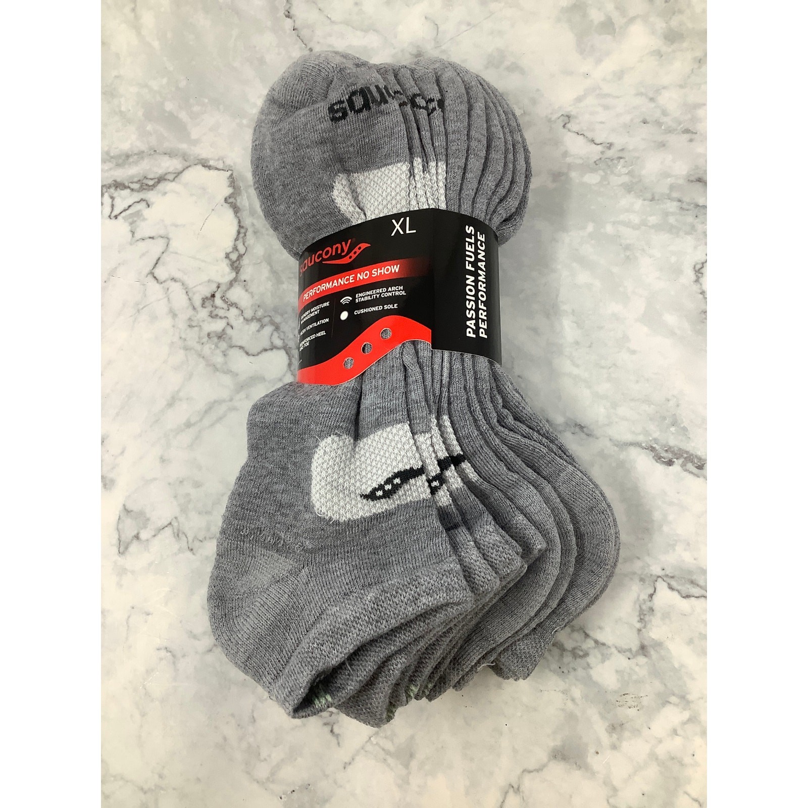 Saucony Mens XL 6-Pack RunDry Mesh Comfort Fit Performance No-Show Socks OS25-13 thumbnail 2