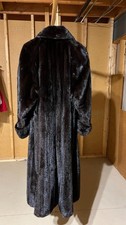 Vintage Dark Brown Real Mink Fur Long Coat Elegant