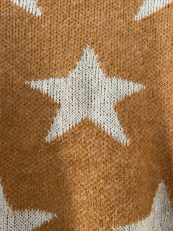 Easel Oversized Long Sleeve Star Sweater, Women’s Orange-Brown Size L Sweater - Image 3 of 4