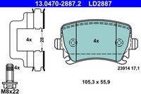 Bremsbelagsatz Scheibenbremse Ate Ceramic 13.0470-2887.2 FüR Vw Passat Cc 362 Tt