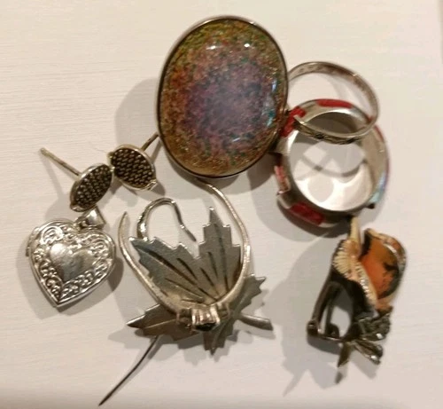 Scrap silver 925 sterling vintage recycle repair 36g rings earrings pendant 10pc