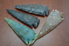 4 PCS ASSORT AGATE STONE ARROWHEAD PENDANTS 4" - 4 1/2"