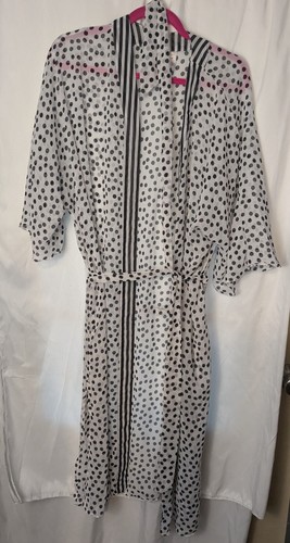 No Boundaries Large Robe White Black Spots Translucent Duster Light w Belt - Picture 6 of 9
