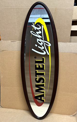 Vintage Amstel Light Beer Bar Restaurant Mirror Wood Frame Oval Design 5" Feet