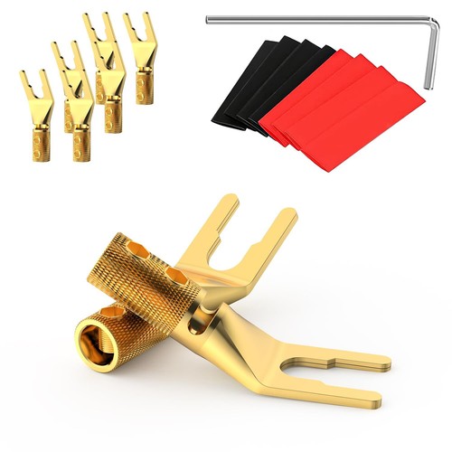 8 Pcs Pure Copper Speaker Spade Connectors Y Plug Spade Speaker Wire