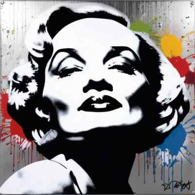 Unique Piece! Homage Marlene Dietrich 02 95x95 cm Silver Aluminium Plate Pop Art
