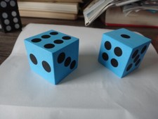 Pair of Black and Blue 1.5" Square foam Dice use for Games Math Counting