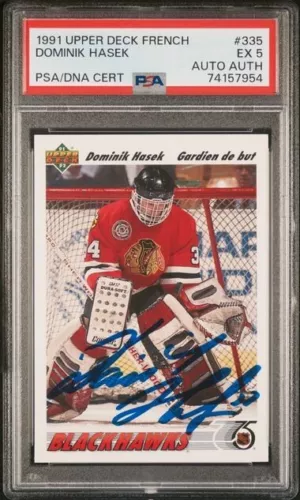Dominik Hasek ROOKIE 1991-92 Upper Deck FRENCH #335 PSA 5 Auto Authentic RC HOF!