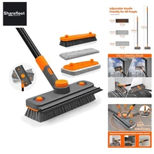 Jehonn Scrubber with Handle, Cleaning Brush Bathroom with Telescopic Rod 146.5 cm,...