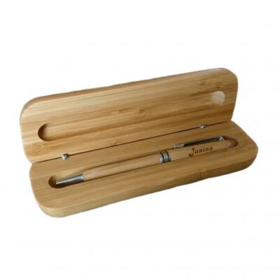 Holz-Kugelschreiber im Etui - Bambus - personalisiert mit Wunschgravur |  eBay.de
