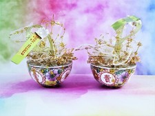 Yaraphan Mini Rice Bowls Bone China Pair Wrapped As Ornaments 2 Inches Across