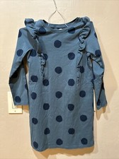 TEA GIRL'S BLUE POKA DOT LONG SLEEVE DRESS SIZE 12