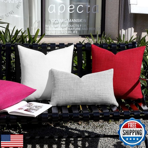 Artscope Outdoor Waterproof Throw Pillow Covers 12x20 Inch Decorative Linen O - Picture 5 of 5