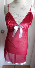 NWOT DEEP RED w/WHITE SATIN TRIM SECRET TREASURES WOMEN'S NIGHTGOWN SIZE L