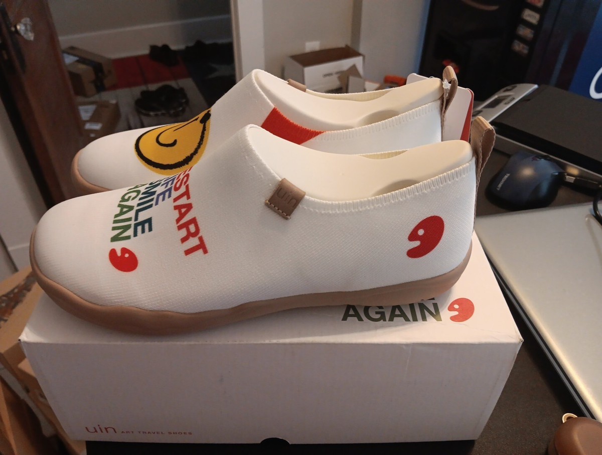 SZ 8 UIN Smiley Slip On Fashion Sneakers Cute Casual Fancy Art