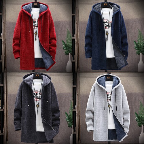Men's Thick Warm Fleece Lined Hooded Hoodie Winter Zip Sweater Jacket Sweatshirt - Picture 4 of 19