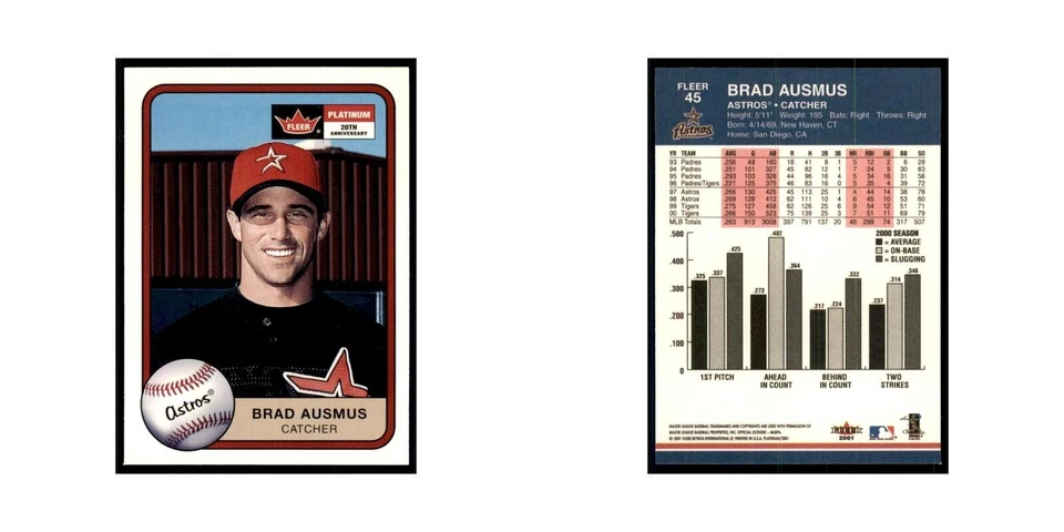 2001 Fleer Platinum Brad Ausmus Astros #45 - Image 3 of 3
