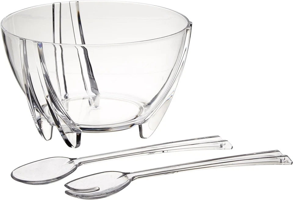 Prodyne Acrylic Salad Bowl with Servers, Clear,6 quarts - Image 2 of 3