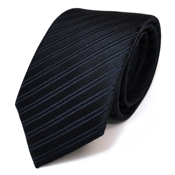 Tigertie Seidenkrawatte Blau Dunkelblau Schwarzblau Gestreift - Krawatte Seide-image