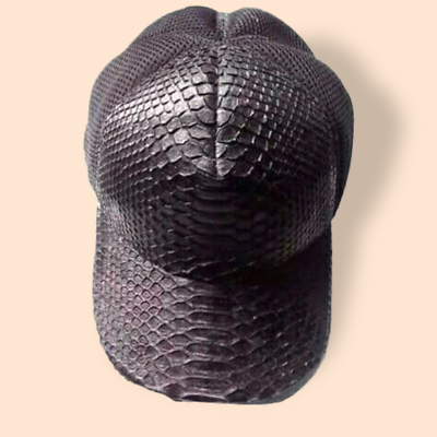 FREE SHIPPING Genuine Python Leather Baseball Hat Black | eBay display picture 2