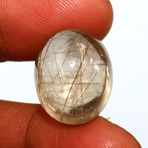 Quarzo Rutilo Dorato Naturale 28 Cts Qualità AAA 19mmx15mm Ovale Cabochon Gemma - Foto 10 di 11