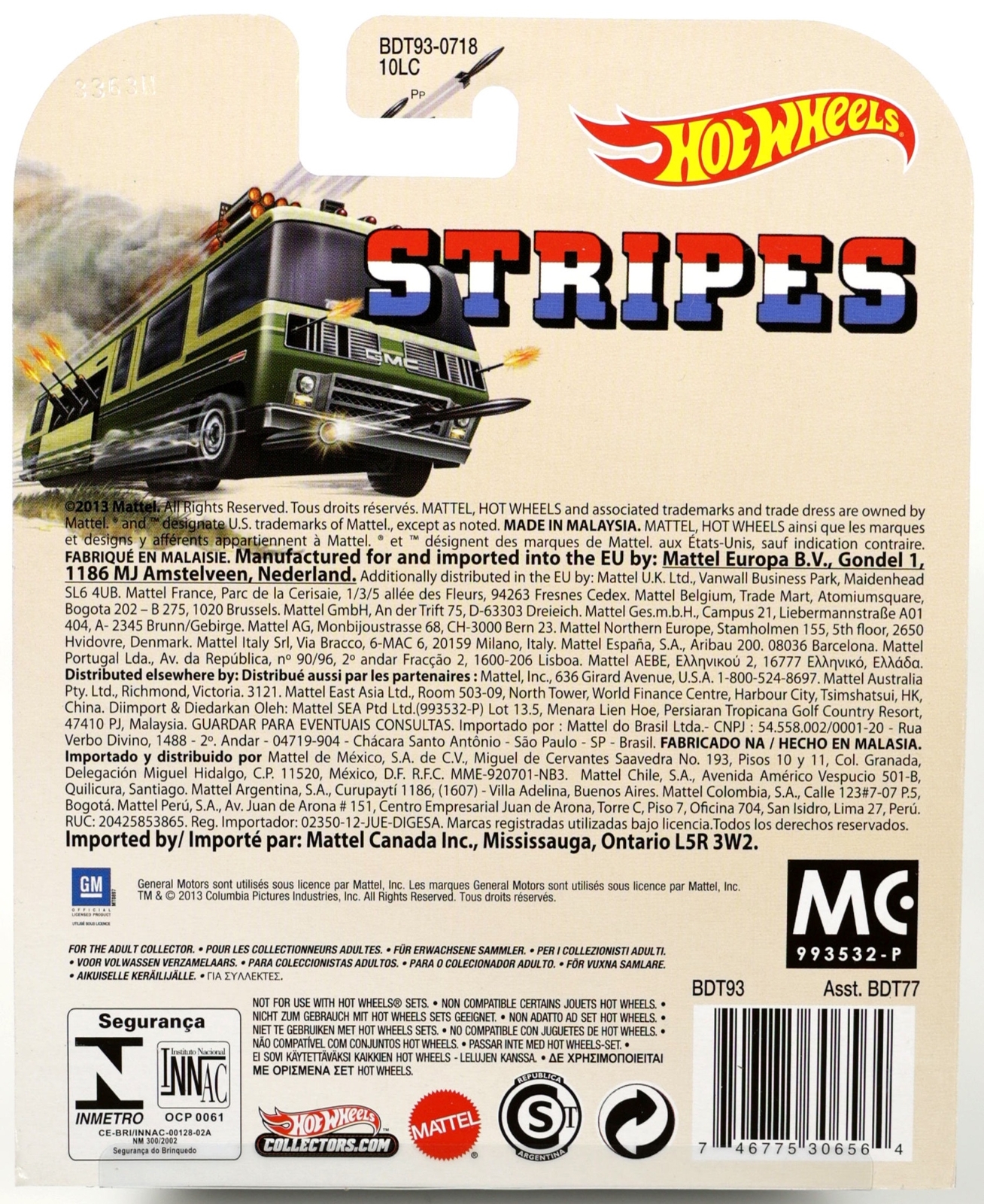 Hot Wheels GMC Motorhome Stripes Retro Entertainment BDT93 NRFP 2013