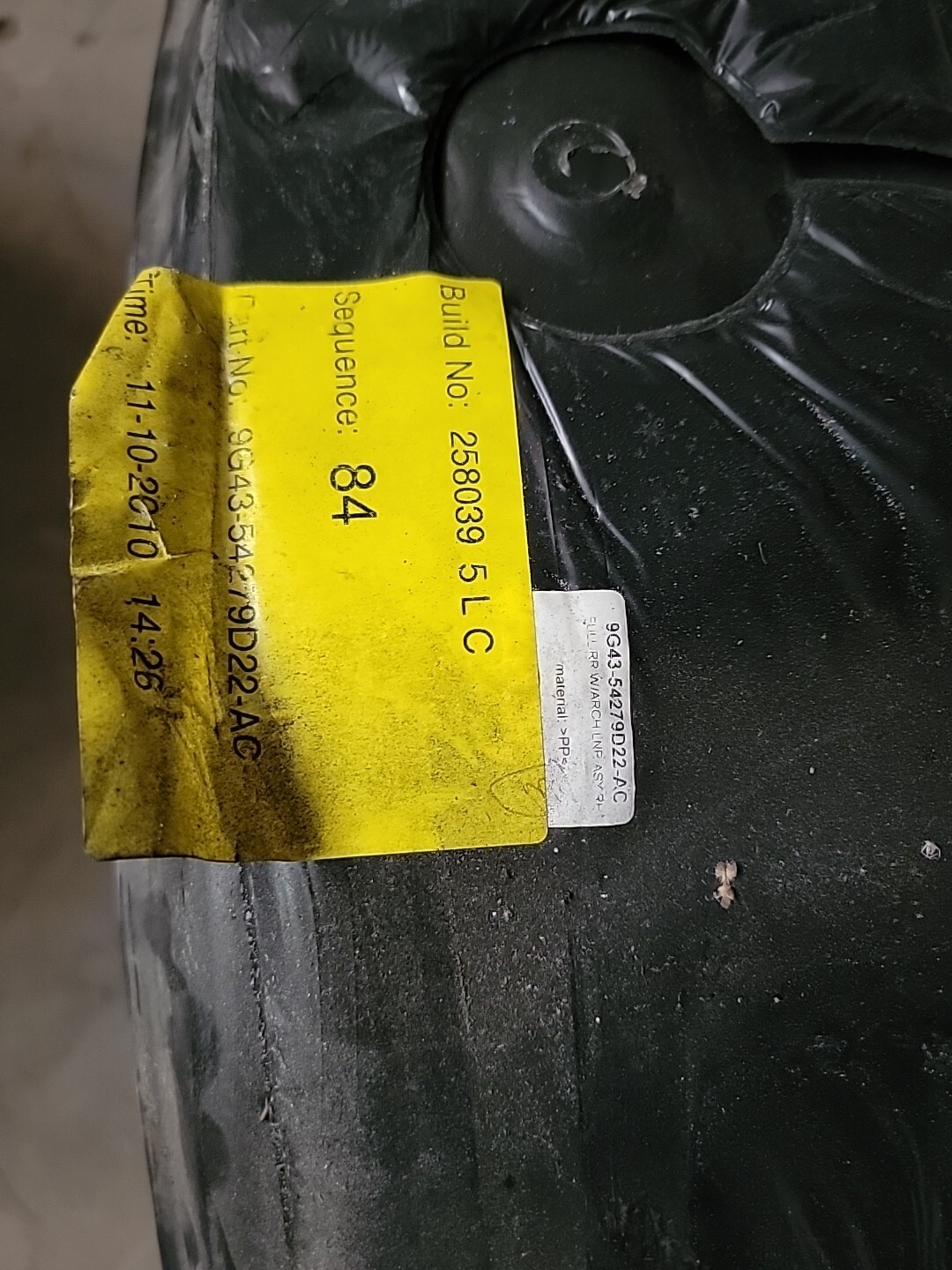 2011 Aston Martin DB9 Rear Passenger Right Inner Quarter Wheel Well Liner Oem