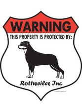 Warning Rottweiler Property Protected - Beware Dog Aluminum Dog Sign - 7" x 8"