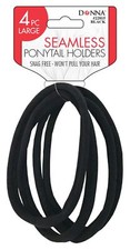 Large Seamless Ponytail Holders 4PCS BLACK