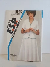 5890 Vintage Simplicity Sewing Pattern Skirt Unlined Fitted Jacket 12 14 16 FF
