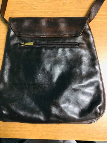 RARE AND VINTAGE 1970'S CAROLL MEN'S MESSENGER BAG BROWN LEATHER MADE IN FRANCE - Picture 2 of 19