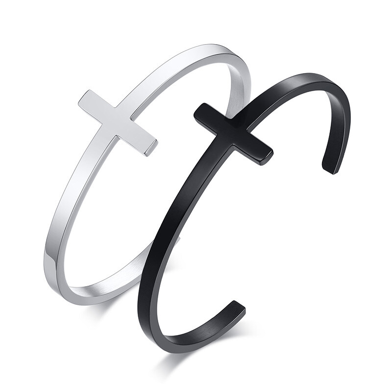 Men Women Bracelet Christian Cross Bangle Cuff Prayer Good Luck