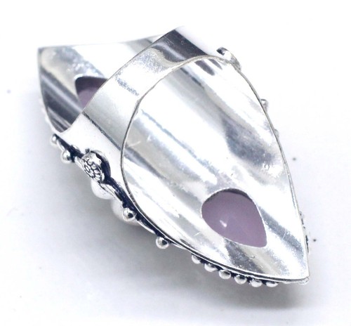 Rose Quartz Handmade 925 Sterling Silver Statement Ring-Mother's Day Gift - Picture 3 of 6