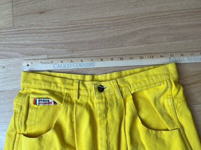 Vintage 90s Cross Colours Baggy Jean Shorts Hip Hop Size 32 Yellow