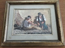 MARIO ROMBOLINI " Pescatori " quadro OLIO SU TELA 