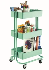 Seville Classics 3Tier Rolling Steel Storage Bin Utility Kitchen Cart with Wheel