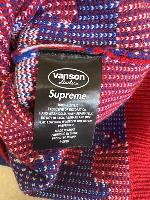 Supreme × Vanson Leathers Sweater Red Camo Knit Pattern Sweater