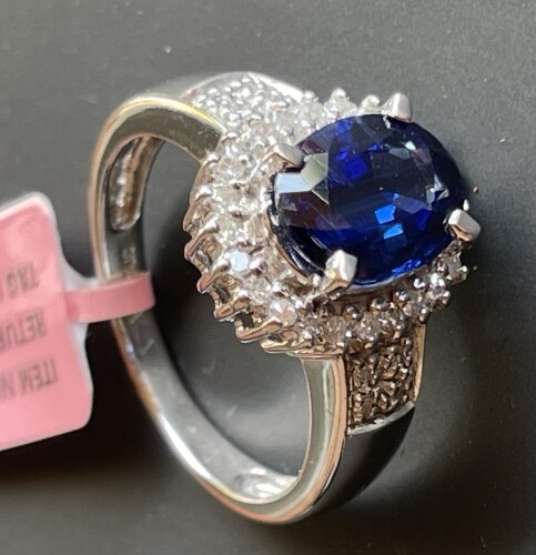 14K White Gold Kyanite Blue 1.75 CT Diamonds Ring Size 6.5 - Picture 3 of 6