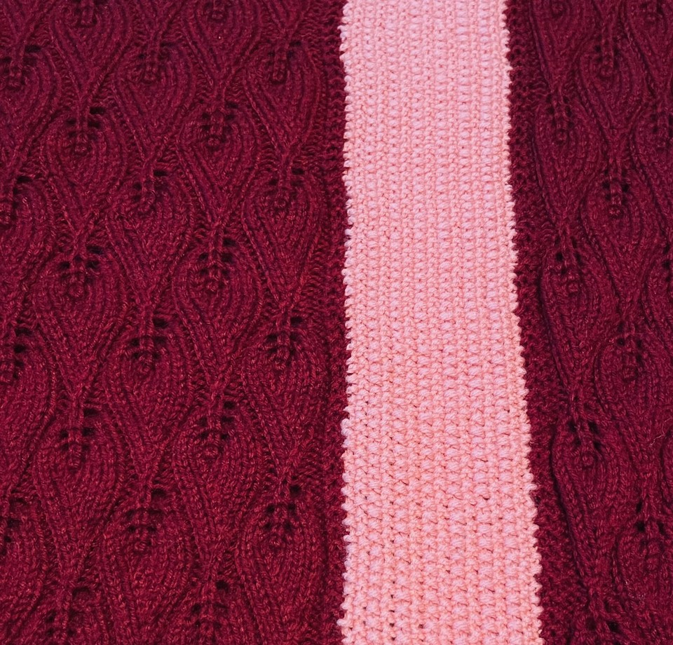 Vintage Wool Hand Made Knit Crocheted Multicolor Stripe Afghan Blanket