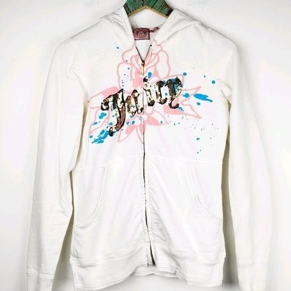 Vtg 90s RARE Juicy Couture hoodie Made in USA Sequin Sz L - Image 2 of 4