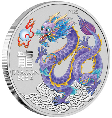 2024 Year of the Dragon Perth Mint Lunar 1 oz Silver Bullion Coin