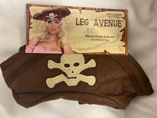 LEG AVENUE BUCCANEER FELT SKULL  CROSSBONE HAT COSTUME ACCESSORY- PIRATE HAT